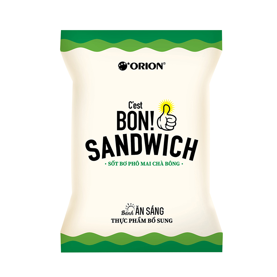 Bánh ăn sáng C'est Bon Orion Sandwich Sốt Bơ Phô Mai Chà Bông (Túi 6 gói)