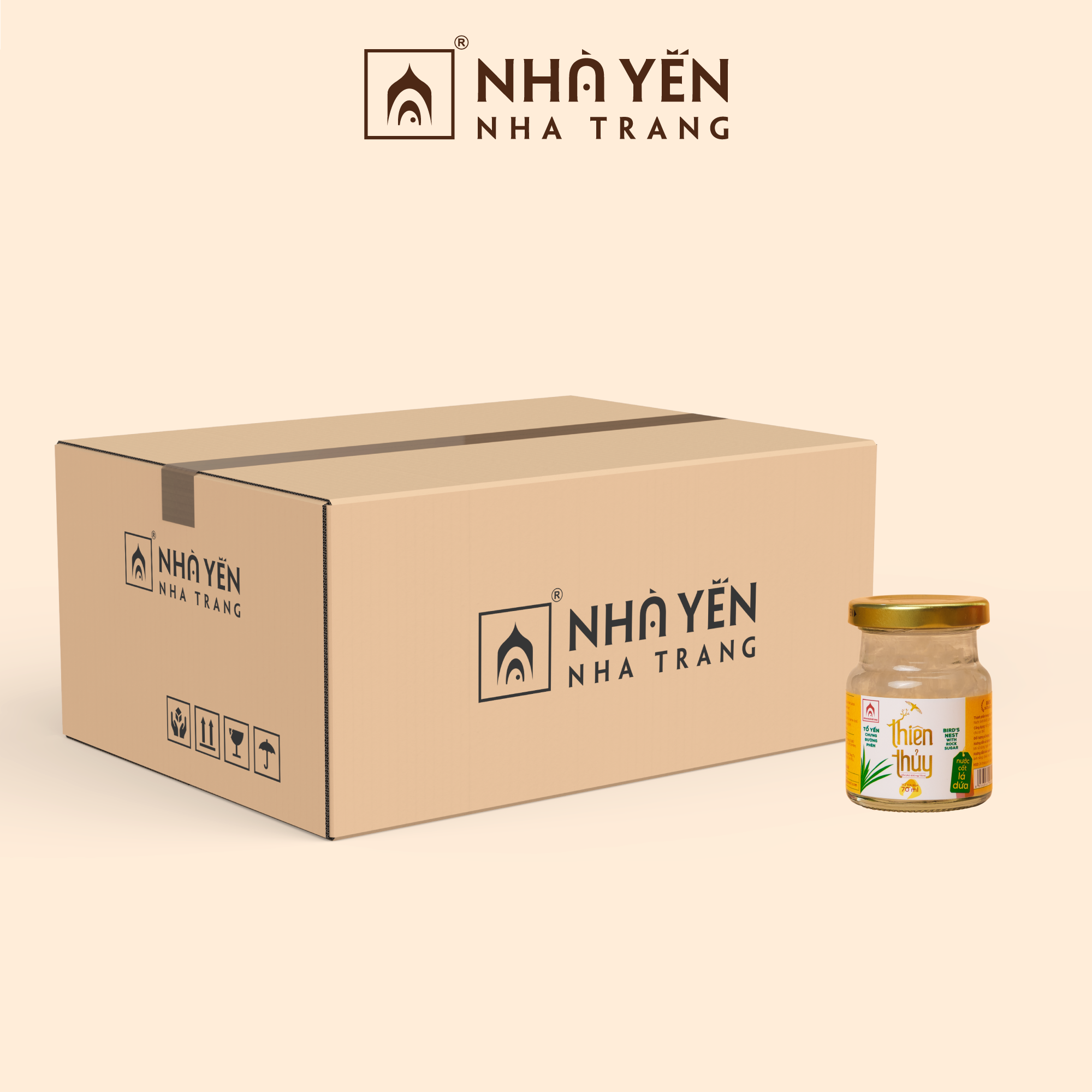 Thùng 60 Lọ Nước Yến Sào Thiên Thủy - Vị Lá Dứa - Nhà Yến Nha Trang - Hộp 1 Lọ - Có Đường & Không Đường - Tổ Yến Chưng Sẵn - Nước Yến Chưng Sẵn - Hàng Chính Hãng