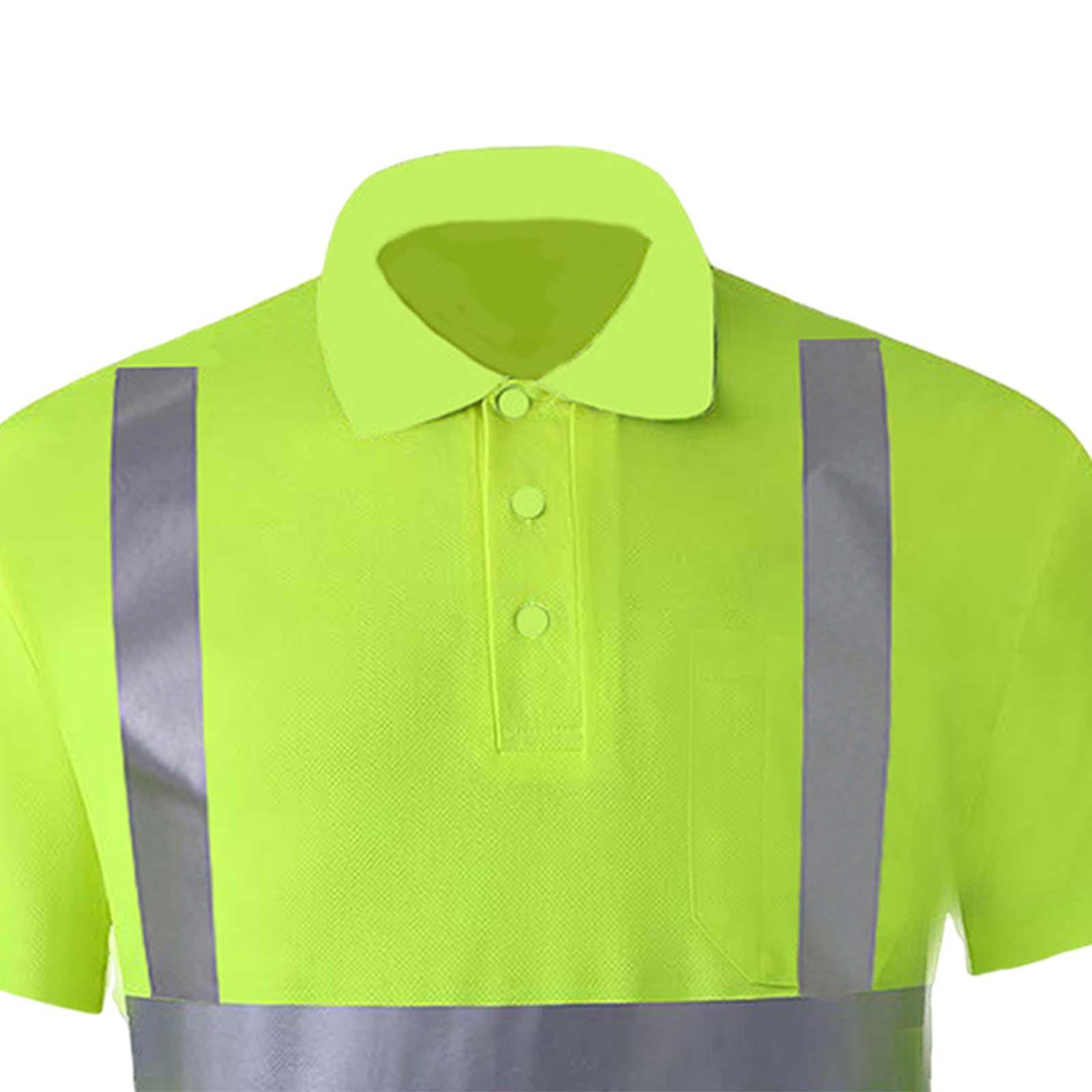 High Visibility Short Sleeve Reflective work Shirts Quick Dry Safety Shirt Work Wear Shirts for Cycling Road Men Adult Workwear
