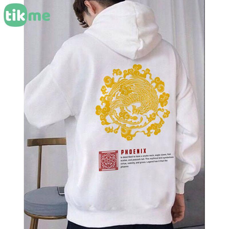 Áo Hoodie nỉ Tikme unisex phoenix phụng tứ linh trong ăn hóa Việt áo hai mặt size XS-2XL