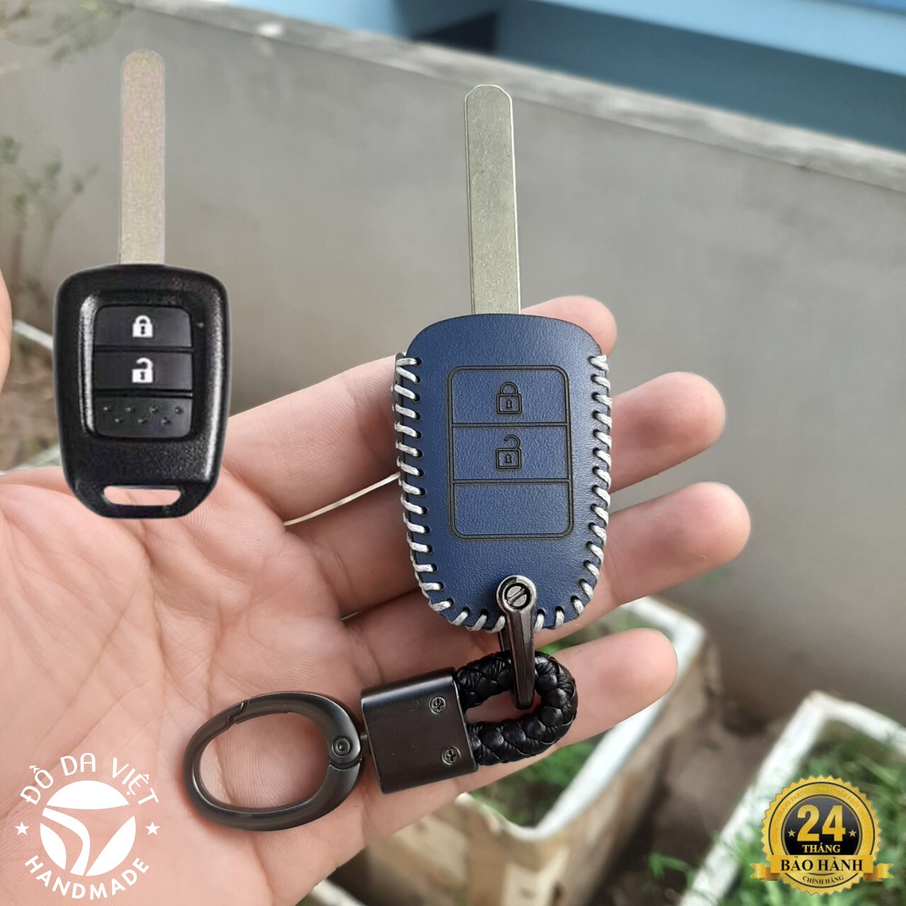 (Da Thật 100%) Bao da chìa khoá Honda Brio, City, Civic 2014-2018 chìa khoá cơ. Bảo hành 2 năm