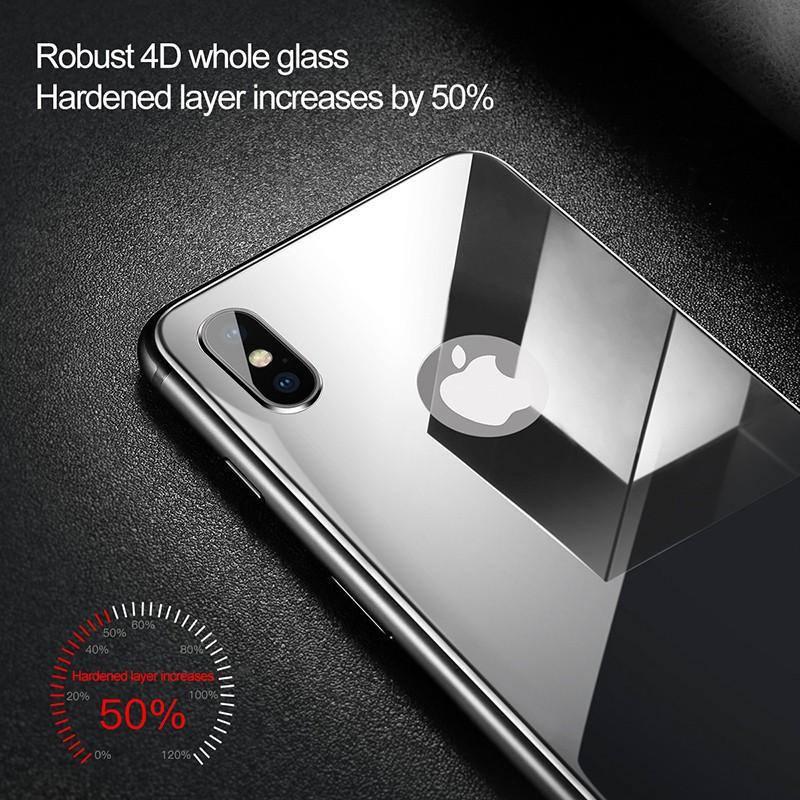 Kính cường lực iphone X mặt sau kín màn 4D hàng chính hãng Baseus