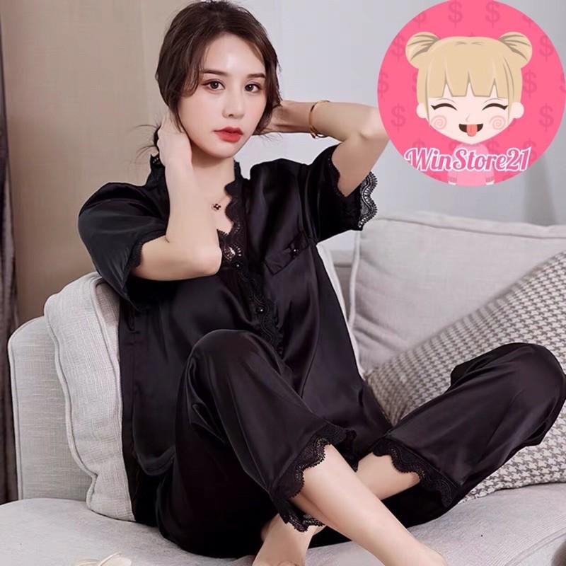 Đồ Bộ Pijama Đồ Bộ Lụa Nữ mặc nhà tay ngắn quần dài ( Form 40kg đến 60kg )