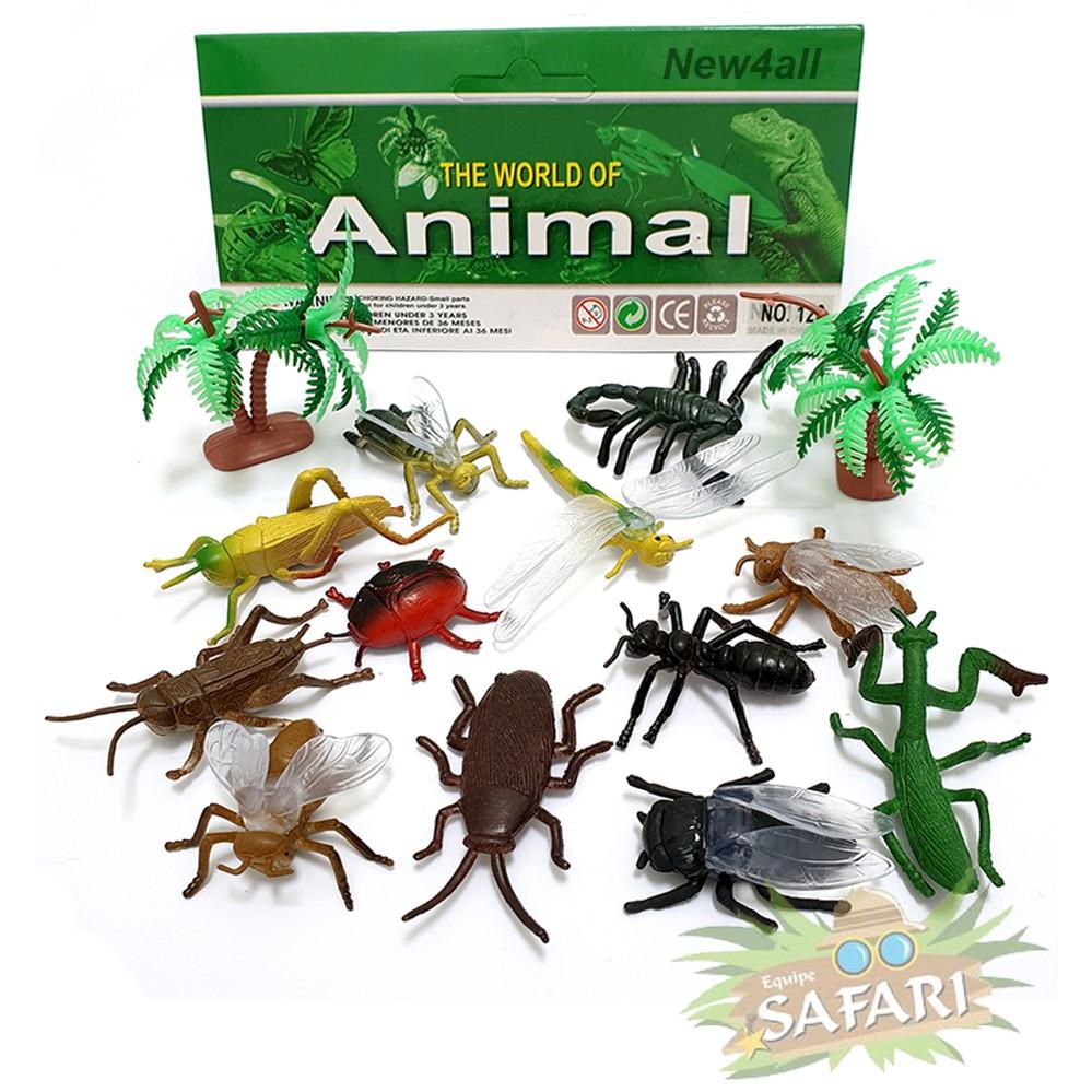 Set 12 mô hình côn trùng các loại A128 New4all Mini Wild Insect Animals World đồ chơi thế giới động vật chất liệu an toàn cho trẻ tặng kèm 04 cá vàng sinh động