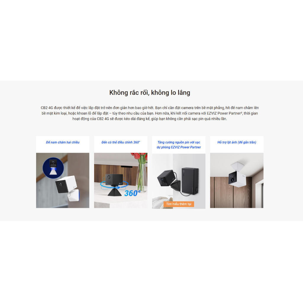 CAMERA PIN SẠC DÙNG SIM 4G TRONG NHÀ EZVIZ CB2 3MP - PIN 2000mAh, ĐÀM THOẠI HAI CHIỀU, PHÁT HIỆN NGƯỜI