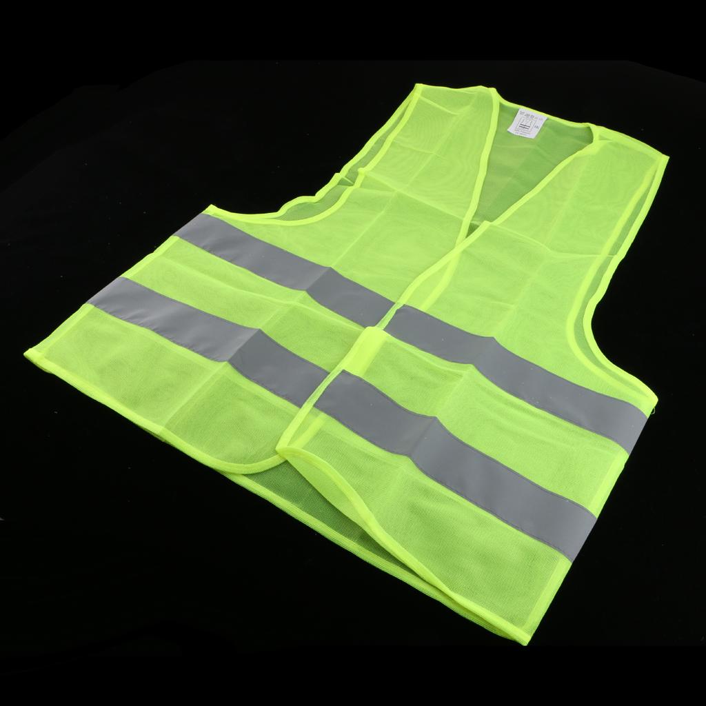 High Visibility Neon Green Safety Vest Hi Vis Reflective Jacket Large Size