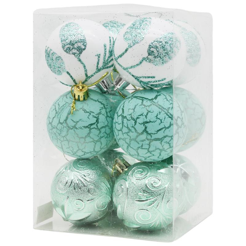 Hộp 12 Trái Châu Trang Trí Giáng Sinh - 6ADCL12-H3/2H - Màu Xanh Mint