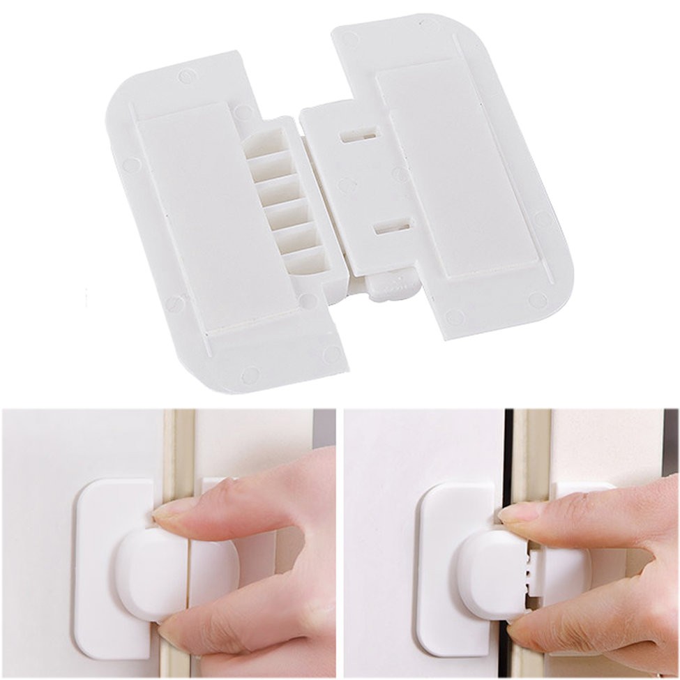 Chốt khóa tủ lạnh (màu trắng) - Dụng cụ cài ngăn kéo  cửa tủ an toàn cho bé