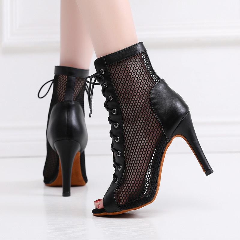 Người phụ nữ thời trang phụ nữ sexy stilettos giày cao gót Latin nhảy múa giày cao gót giày hơi thở cho phòng khiêu vũ Color: K55 Black 9.5cm Shoe Size: 38