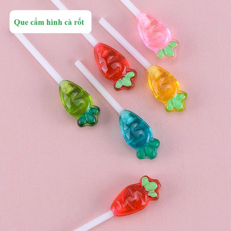 Phụ kiện tiểu cảnh que cắm hình cà rốt nhiều màu, trang trí chậu trồng cây, làm tiểu cảnh terrarium