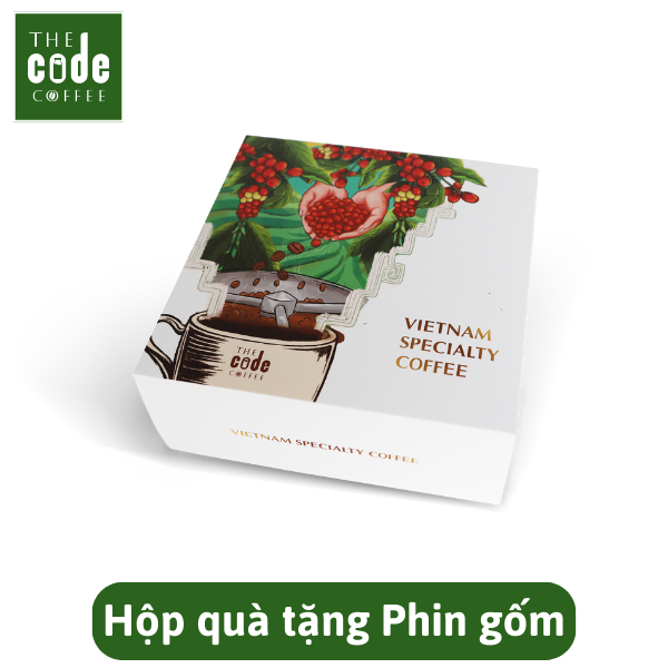 Hộp quà tặng Cà phê Phin và Phin lọc gốm Việt Nam cao cấp - Dạng hạt hoặc bột - Gói 200g - Phin Gift Box