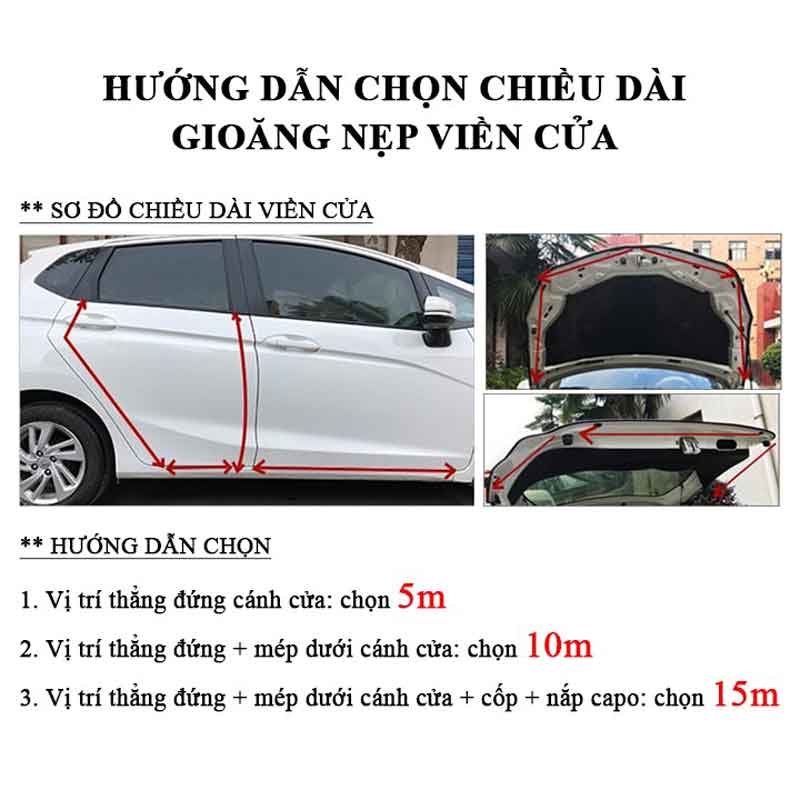 Viền Dán Cửa Xe Ô Tô Chống Va Đập Bảo Vệ Xế Yêu Độ Mút Cao Dài 5 Mét Lõi Kim Loại Cao Cấp