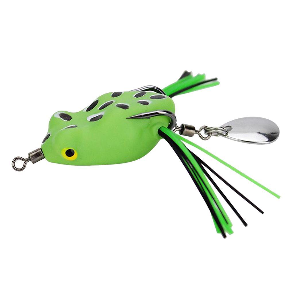 Soft Fishing Artificial  Ray Frog With  Hook Sequins Tail Green