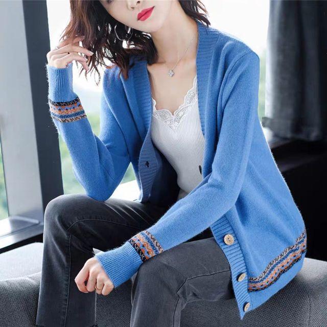 Áo khoác len nữ dệt kim-áo khoác len cardigan hoạ tiết thổ cẩm-áo len nữ