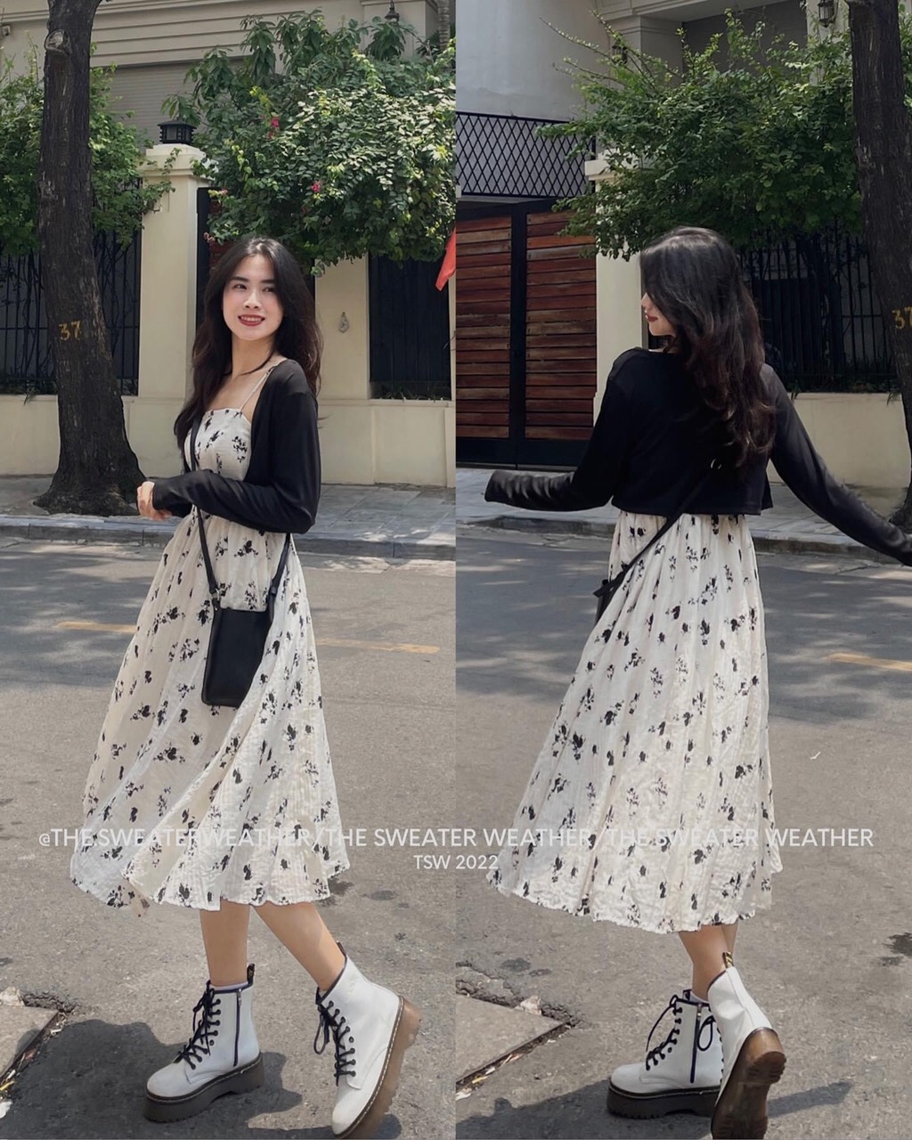 Set váy hai dây kèm áo khoác cadigan siêu xinh
