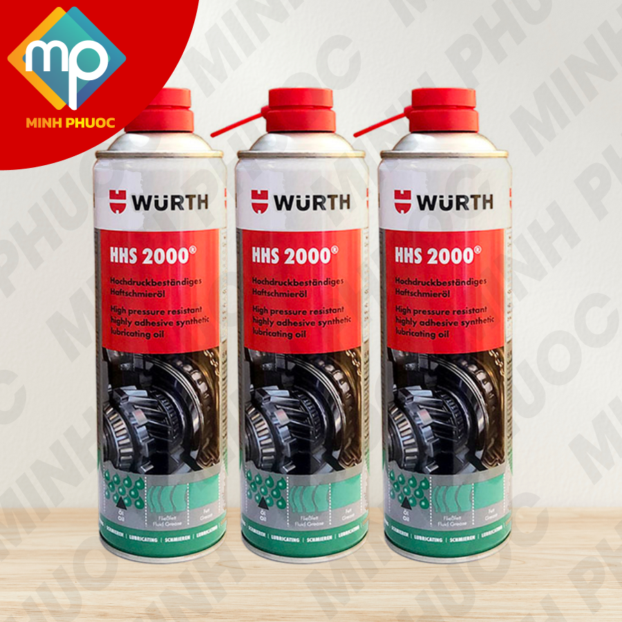 [RẺ SẬP SÀN] Mỡ bò nước dạng xịt HHS 2000 Wurth 0893106 (Chai 500ml)- Nhập khẩu từ Đức