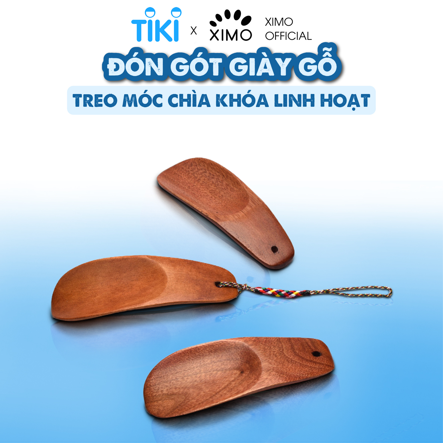 Đón gót giày gỗ treo móc chìa khóa