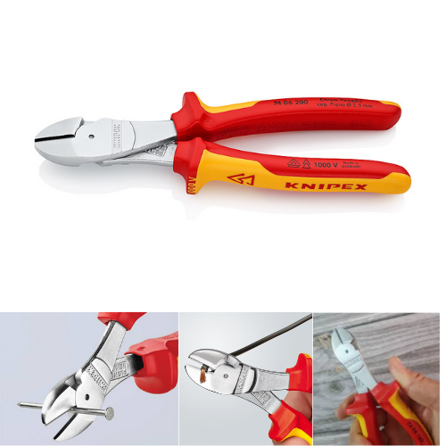 Kìm Cắt Thân Chéo Knipex 74 06 200 Dài 200mm Cắt Thép Ø 4.2 mm Cách Điện 1000 Volt