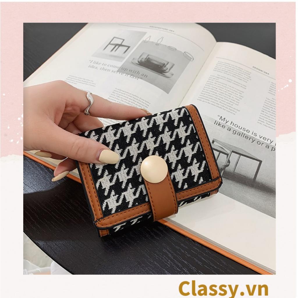 Ví ngắn nữ Classy phong cách cổ điển, nhiều ngăn đựng thẻ, có nút bấm T1310