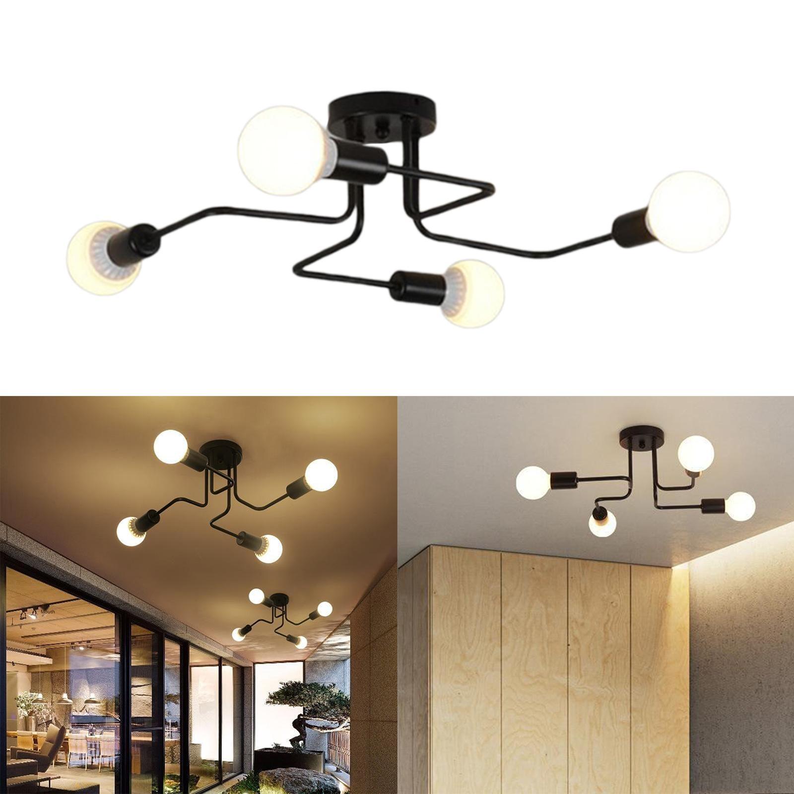2X Ceiling Light Retro Wrought Iron Large Black Chandelier Ceiling Lamp 4-Head