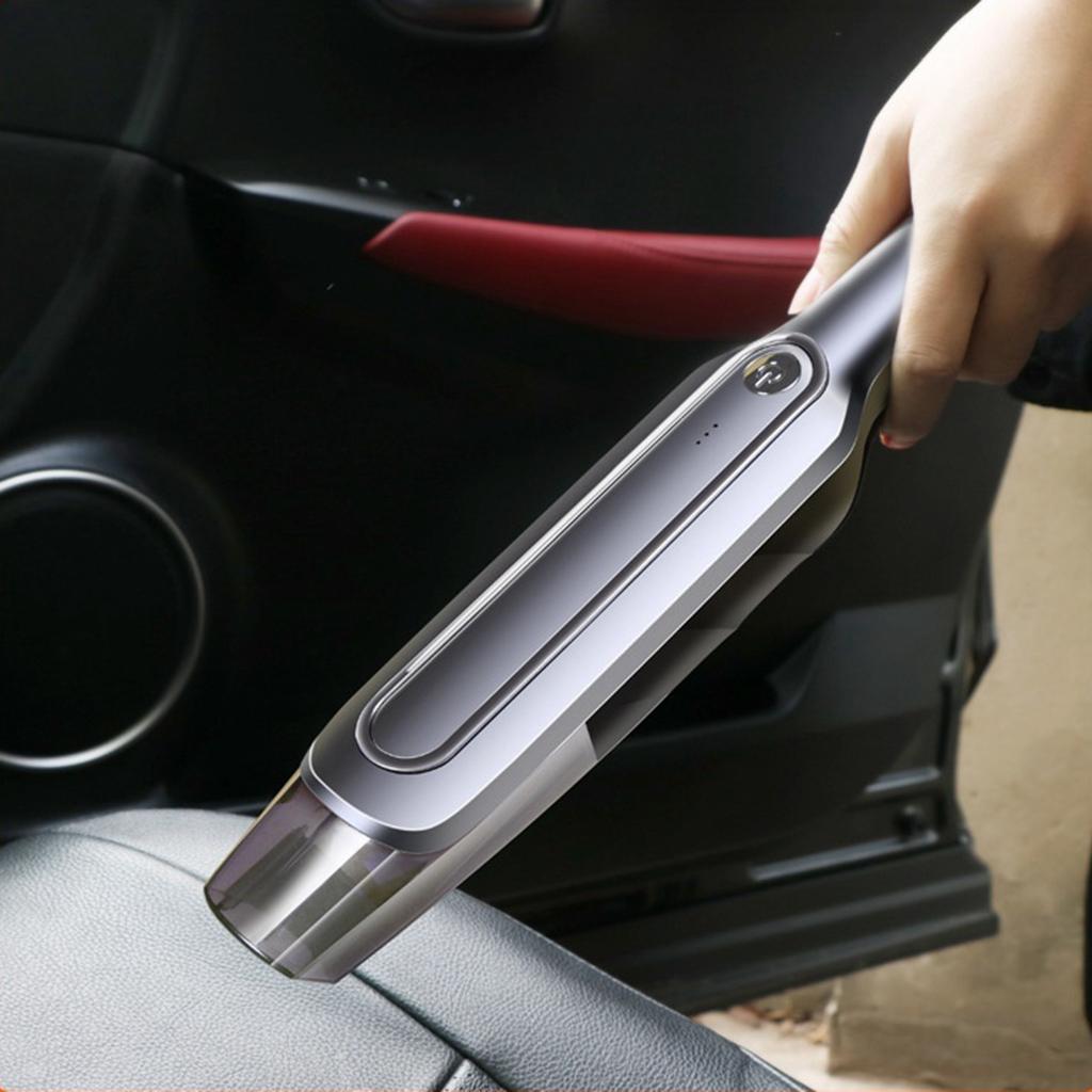 Hand Held Car Vacuum Cleaner Strong Suction Vacuum Duster USB Charging Gray