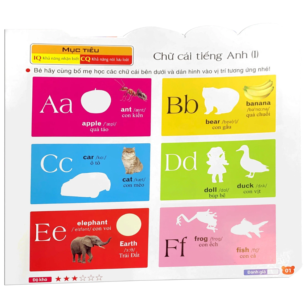 Sách Bé Làm Quen Với Tiếng Anh (208 Miếng Dán Hình Thông Minh - IQ-EQ-CQ)
