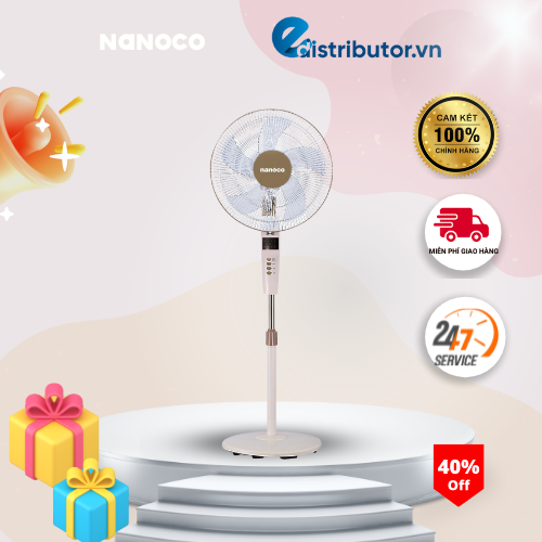 Quạt đứng có Remote màu trắng ngà NSF1620BE Nanaco-Hàng Chính Hãng