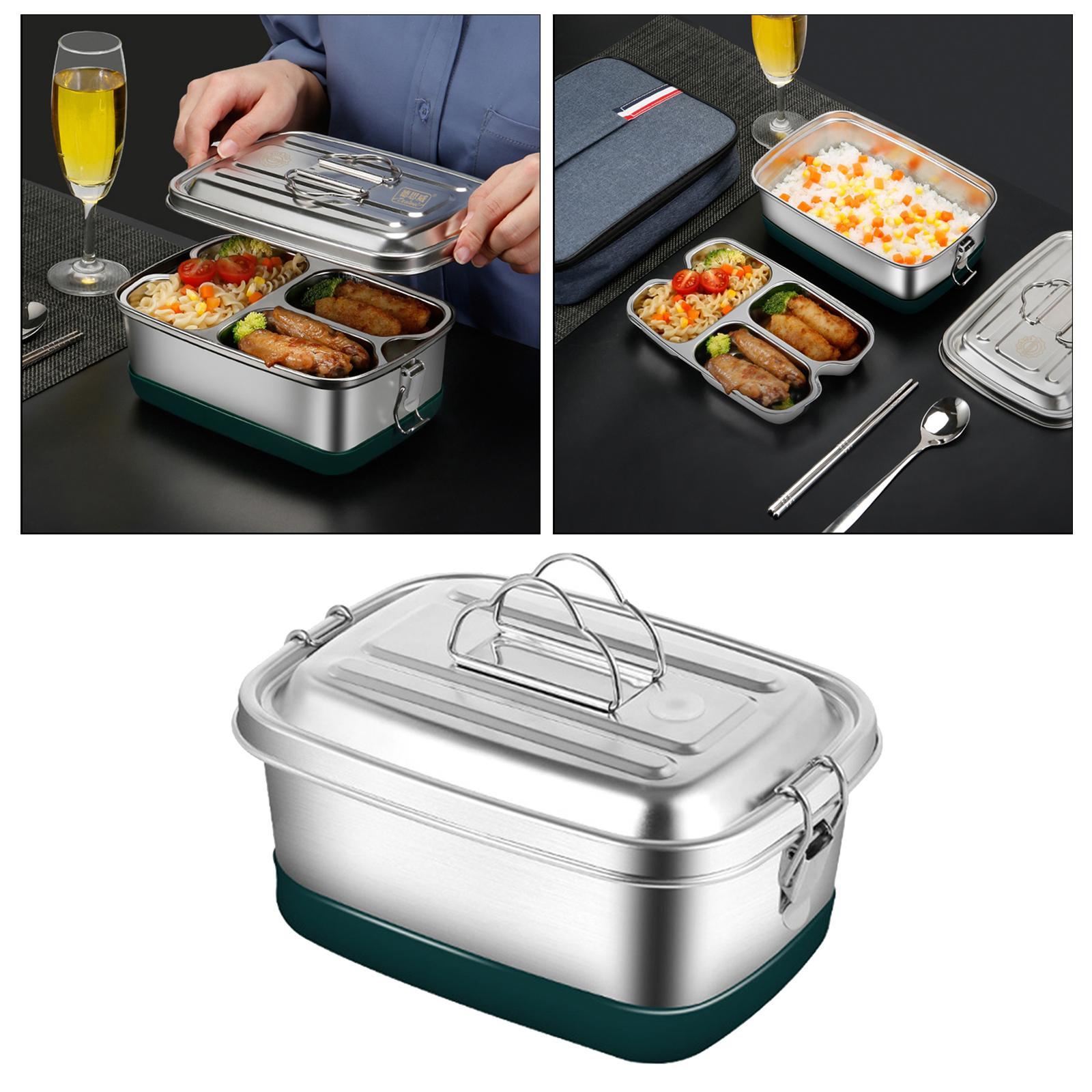 2X 304 Stainless Steel Bento Box Lunch Box Food Container 1200ml