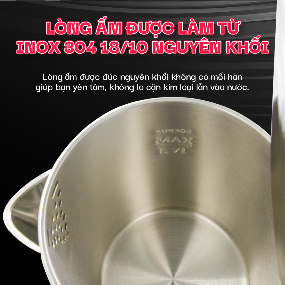 Ấm siêu tốc không vi nhựa cao cấp La gourmet D2818 1.7L Đen 359629