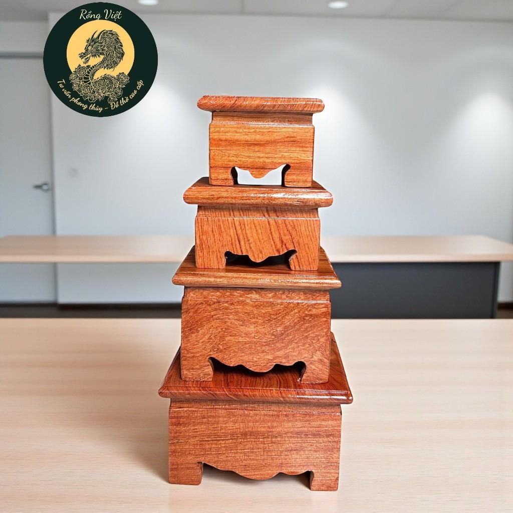 Đế gỗ kê tượng thần tài thổ địa RỒNG VIỆT, Nhất sơn gỗ hương, đôn kê gỗ vuông