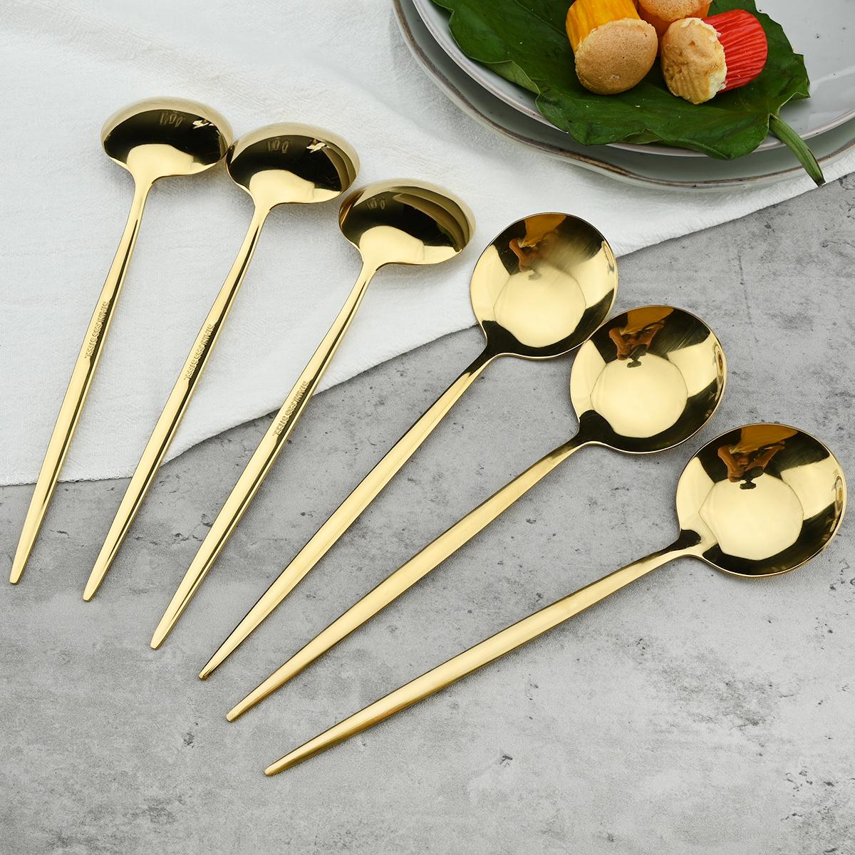 24Pcs Đen Vàng Bộ Dao Kéo Inox Chén Ăn Bộ Nhiều Màu Sắc Dao Nĩa Thìa Cà Phê Bộ Đồ Ăn Nhà Bếp Ăn Tối Kiềng Bạc