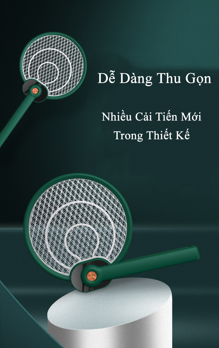 Vợt Muỗi Kiêm Đèn Bắt Muỗi 2 Trong 1 KUNBE Gấp Gọn Đa Năng, Vợt Diệt Muỗi Điện Quang Tích Hợp Pin 1200mAh, Diệt Muỗi Và Côn Trùng Hiệu Quả