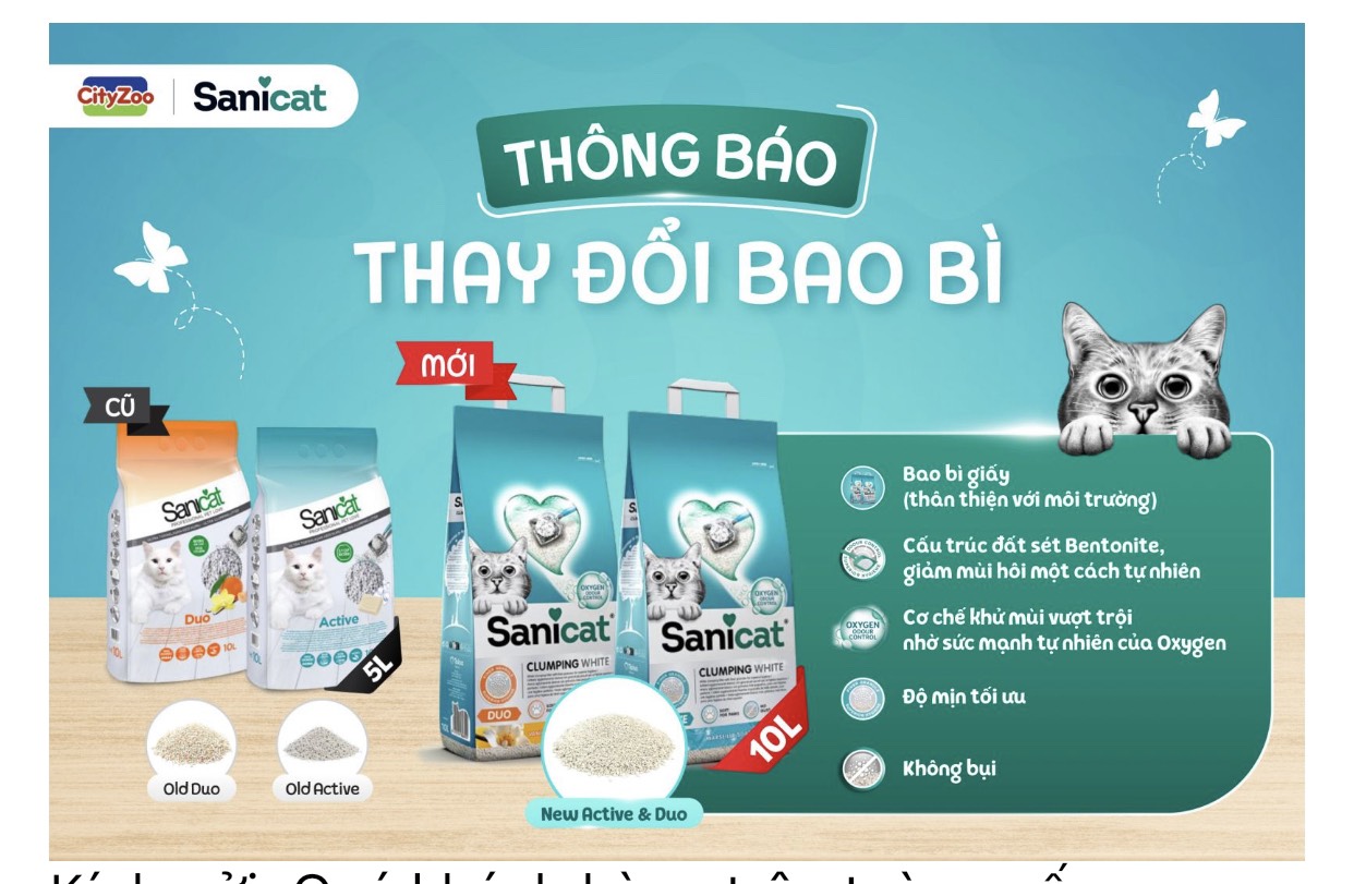 SANICAT Cát Vệ Sinh Mèo HẠT TRẮNG 10L [CLUMPING WHITE ACT] | Đất Sét Bentonite