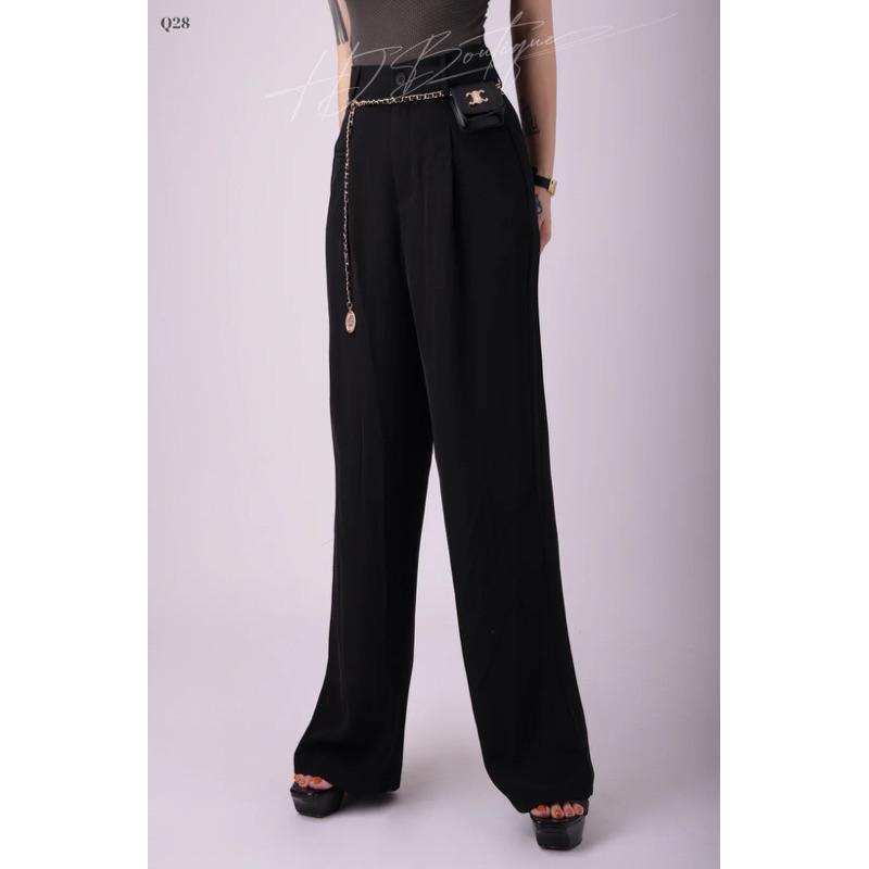 Quần ống rộng tinh tế -Q28 - Đen