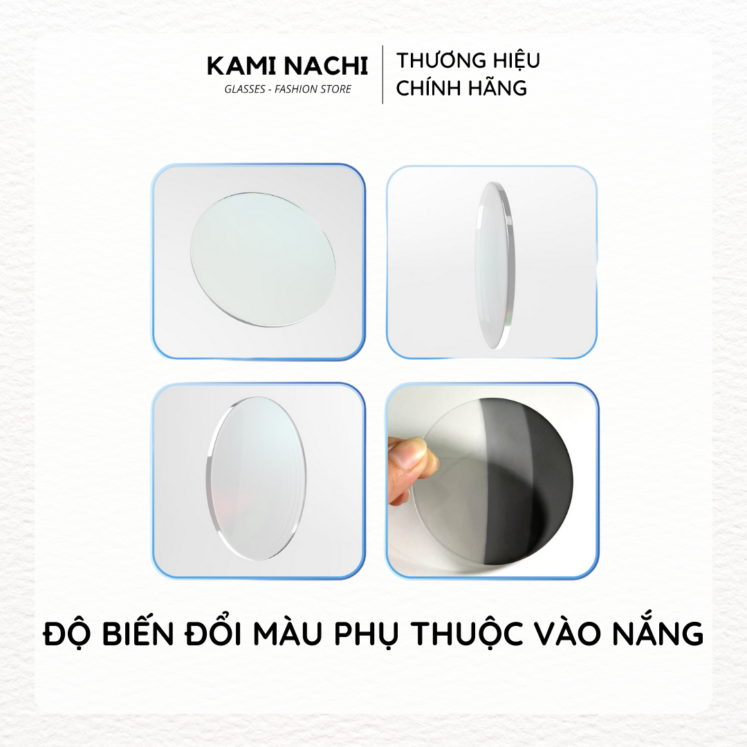 Tròng kính cận loạn đổi màu xám khói KAMI NACHI, chống lóa, chống chói, tốc độ đổi màu siêu nhanh - Xuất xứ Singapore