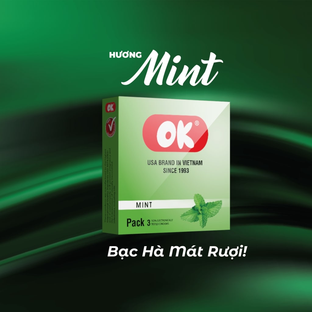 Bao cao su OK bạc hà – hộp 144 cái