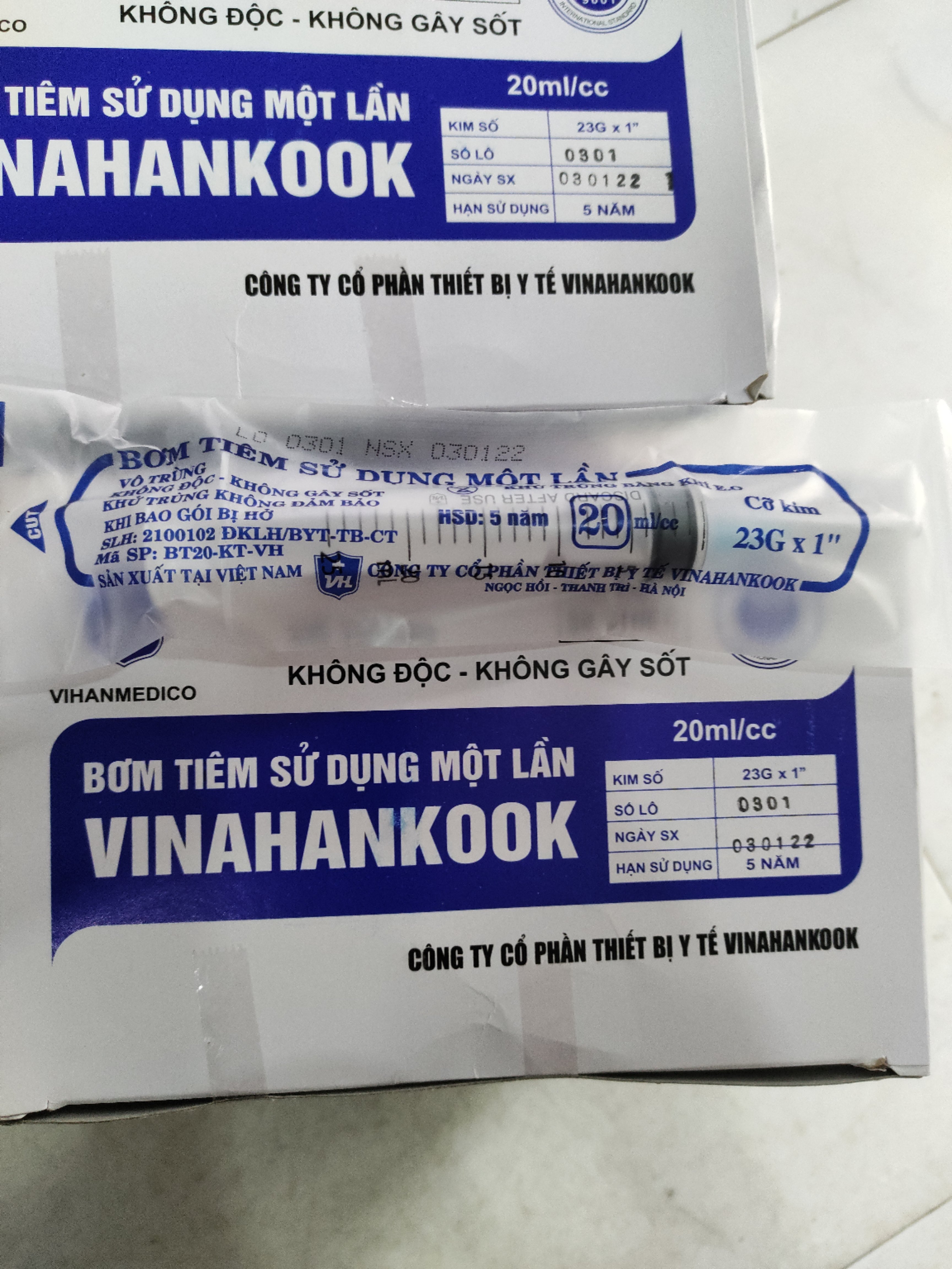 Bơm tiêm sử dụng một lần VINAHANKOOK 20ml/cc