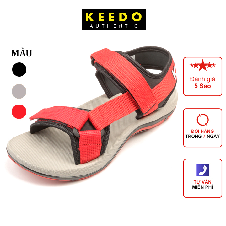 Sandal nam quai hậu KEEDO KDS15-1 màu đen, xám, đỏ