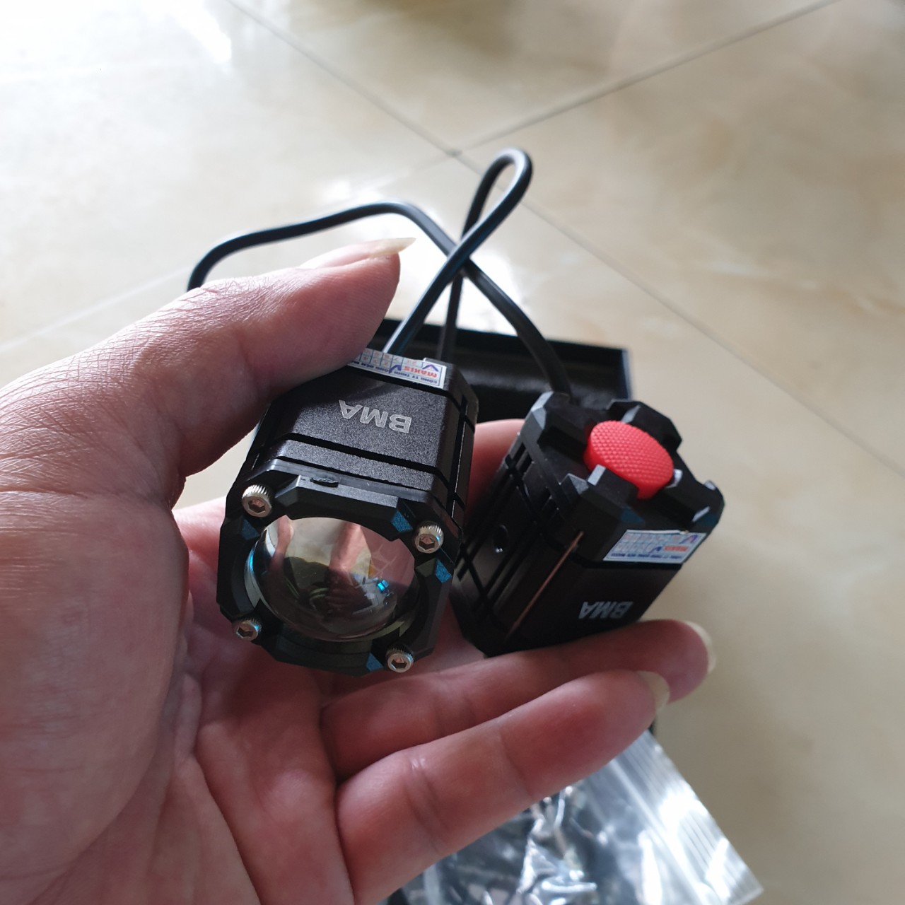 Đèn led trợ sáng xe máy 2 màu cốt pha B.M.A bi cầu bản đặc biệt 4 chế độ mẫu mới hàng víp siêu gom , phụ kiện xe máy