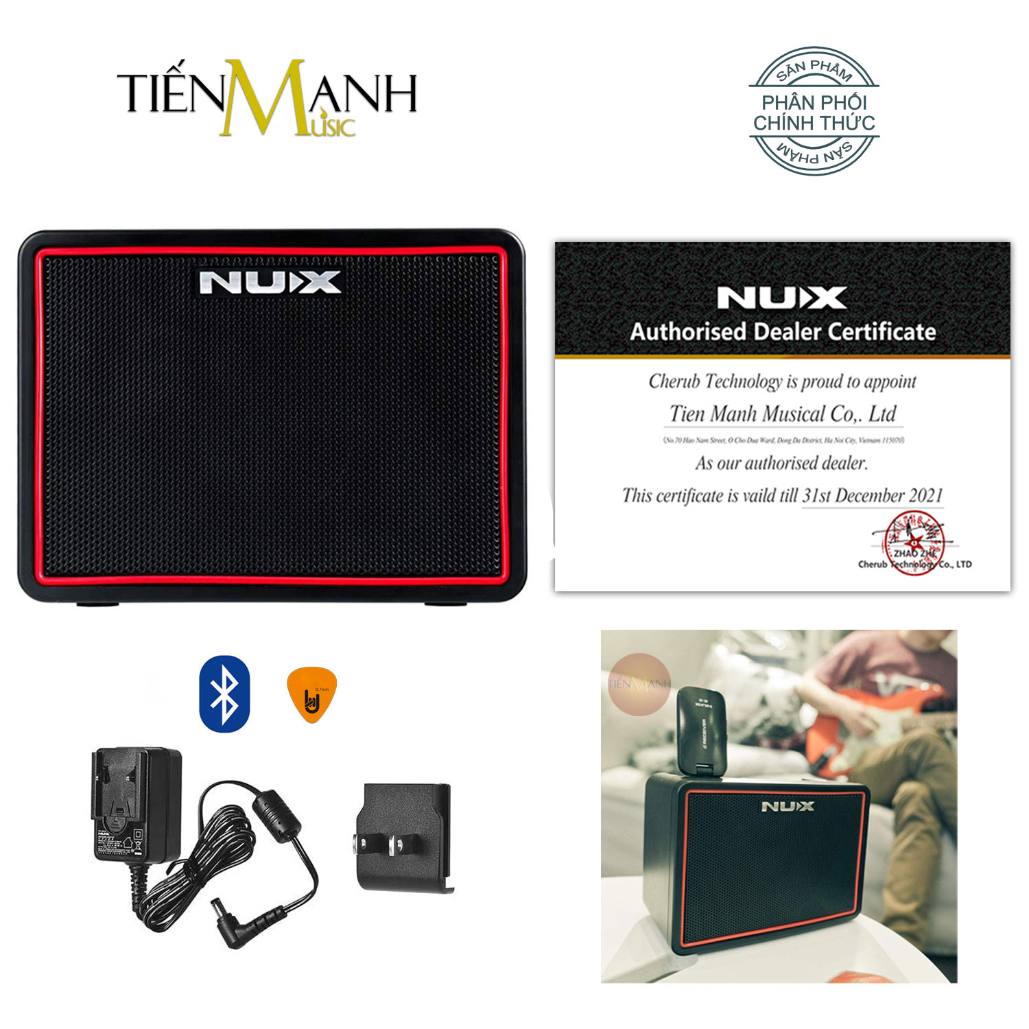Amply Đàn Guitar Điện Nux Mighty Lite BT MKII Loa Ampli Di động Mini Amplifier MK2 Hàng Chính Hãng - Kèm Móng Gẩy DreamMaker