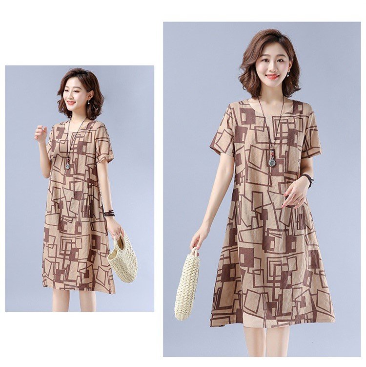 Đầm suông nữ thiết kế xẻ tà form rộng in hoa đẹp Ah149