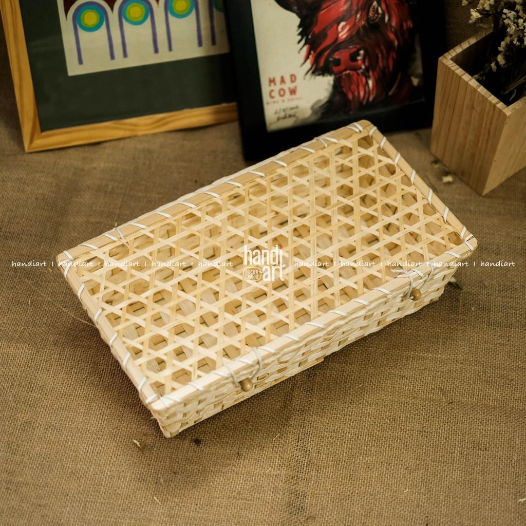 Hộp tre đan có quai - hộp tre đan hình chữ nhật - Woven bamboo box