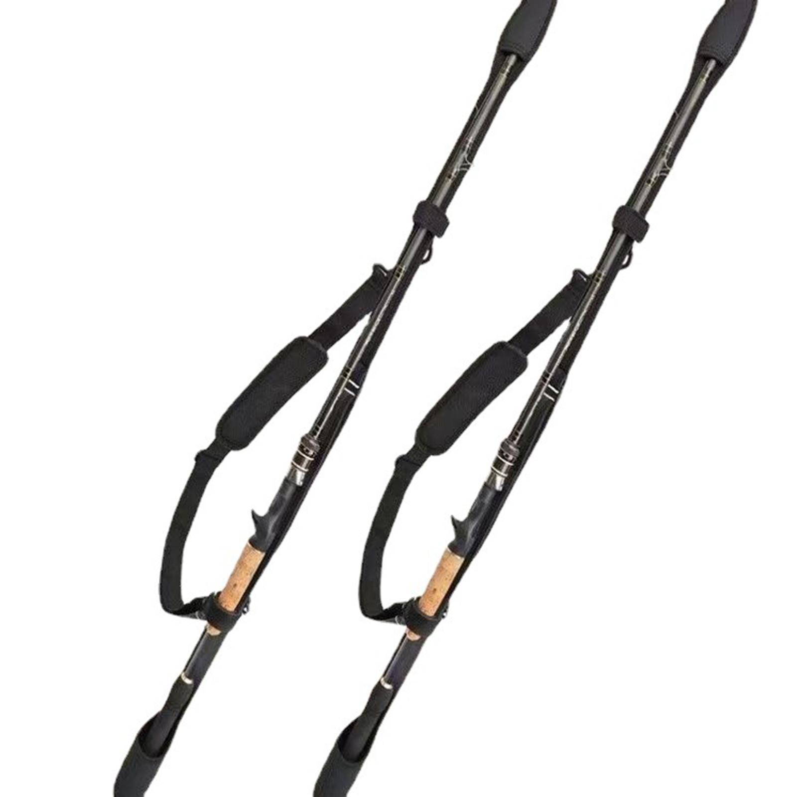 Portable Fishing Rod Shoulder Belt Polyester with Protective Case Adjustable Durable Fishing Pole Strap for Travel