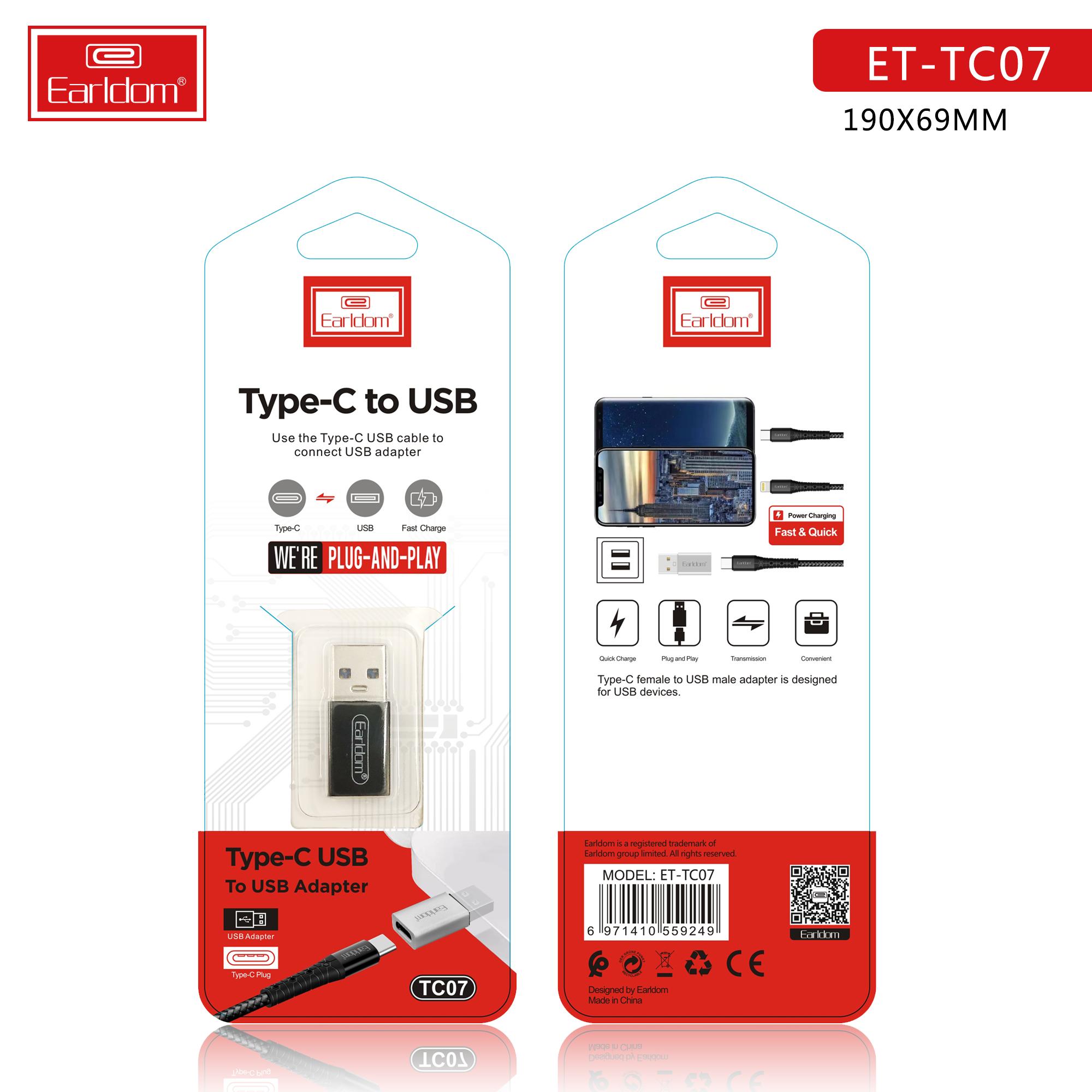 Đầu Chuyển USB Type C to USB 3.0 Earldom TC07 - Hàng Chính Hãng (Màu Ngẫu Nhiên)