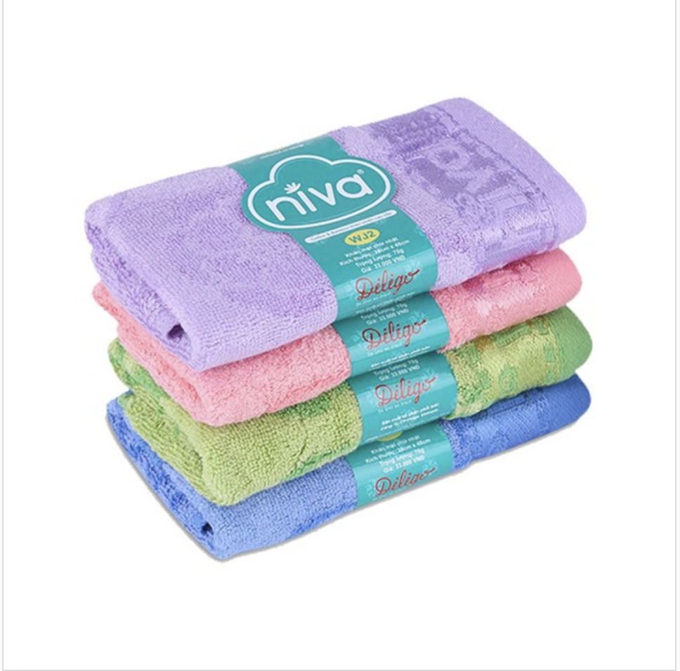 Combo 3 Khăn Mặt Sợi Tre Pha Cotton Tự Nhiên Niva WJ2 Mềm Mịn Thấm Nước An Toàn Cho Da Họa Tiết Hoa Văn Kích Thước 280x480 mm