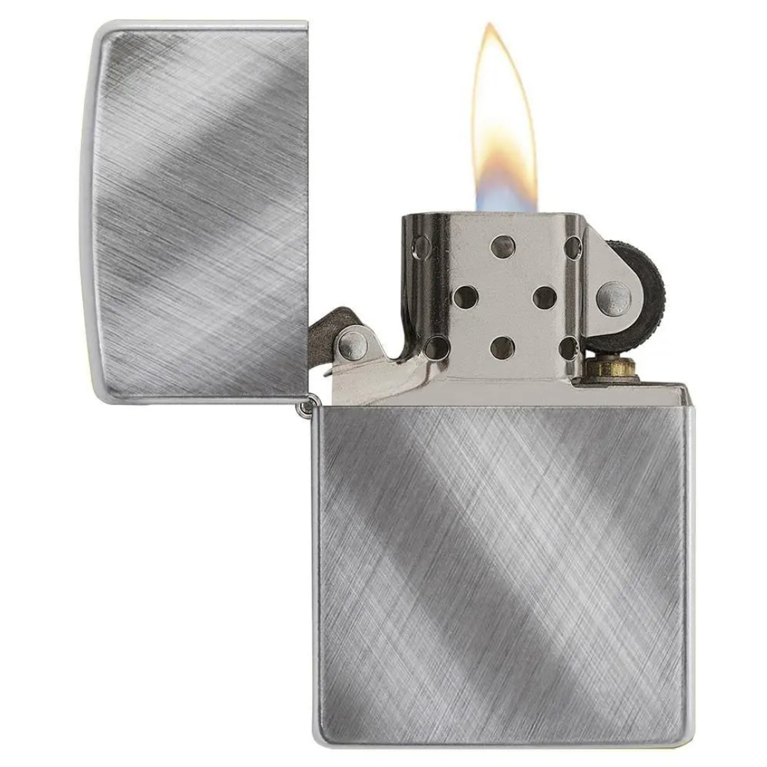 Bật Lửa Zippo Classic Diagonal Weave Chính Hãng - Zippo Chải Xước Chéo Chrome Bạc Cao Cấp