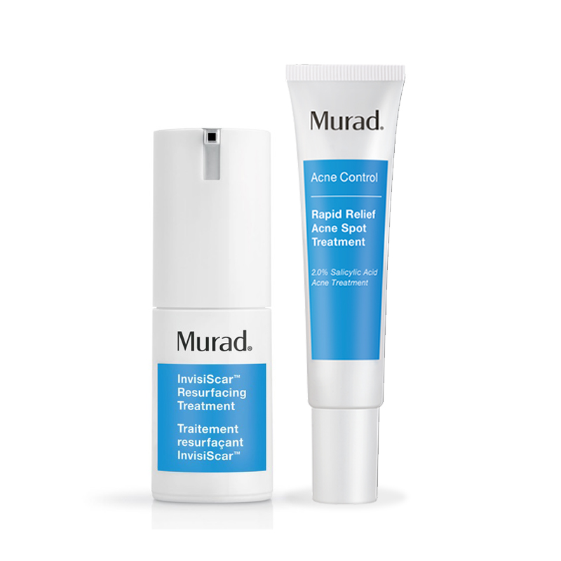 Set Kem giúp mờ sẹo, giảm thâm mụn Murad InvisiScar Resurfacing Treatment (Free: Gel trị mụn 4 giờ Murad Rapid Relief Acne Spot Treatmentl)