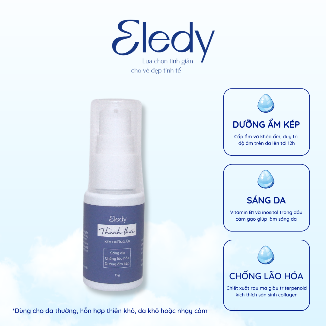 Kem dưỡng ẩm Thảnh Thơi ELEDY - dưỡng ẩm sáng da, ngăn ngừa mụn dành cho da khô và da thường 15g