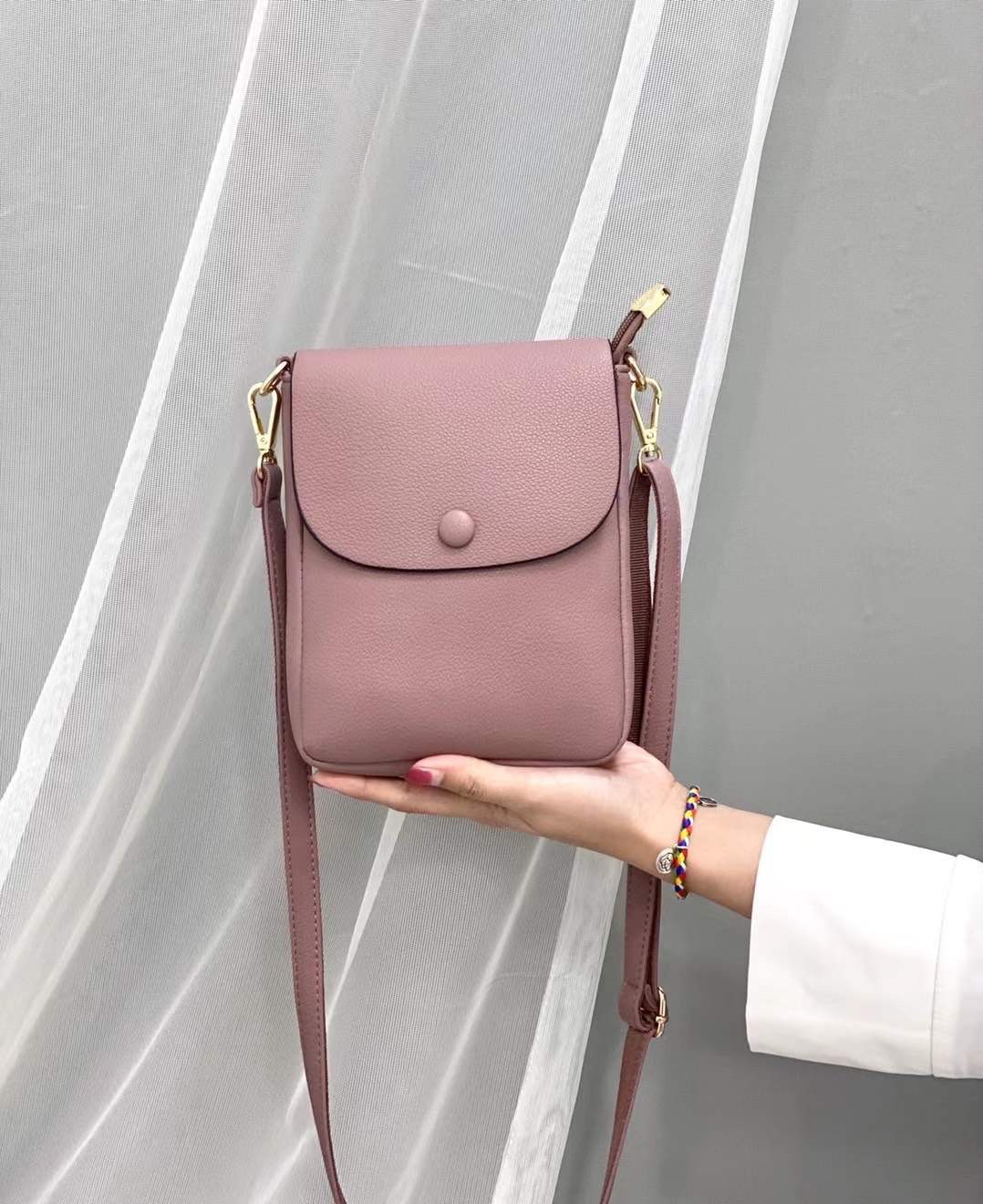 Túi đeo chéo nữ mini đựng điện thoại da PU cao cấp nhiều màu trơn vân nổi thời trang 2859