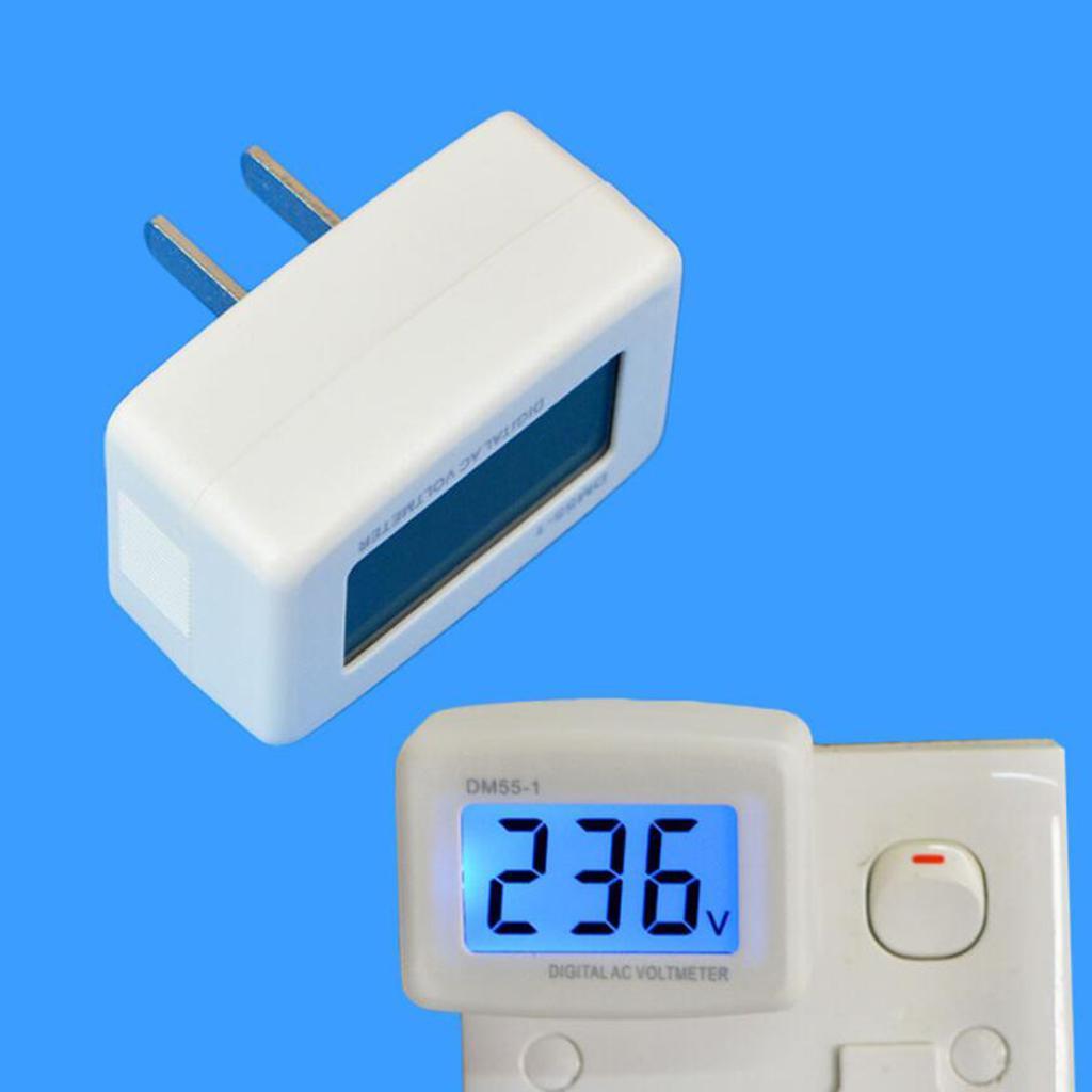 Household LCD Display Digital Voltmeter Ammeter Plug Type US 110V White